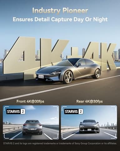 REDTIGER F77 4K+4K Dash Cam Front and Rear, Dual STARVIS 2 IMX678 HDR, Built-in 128GB eMMC, Voice Control Dash Camera for Cars with 5.8GHz WiFi, 4'' Touch Screen, GPS, Night Vision, 24H Parking Mode - Image 2