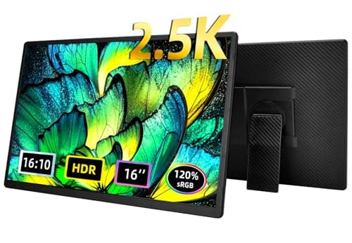 2.5K Portable Monitor for Laptop - 16 inch QHD Laptop Screen Extender 120% sRGB Wide Color HDR HDMI USB C Travel External Display with Kickstand Gaming Monitor for Computer PC Phone Game Console