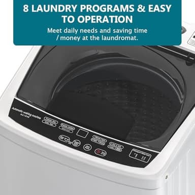 Full Automatic Washing Machine, 1.6 Cu. Ft Portable Washer and Dryer Combo with 8 Programs, 10Lbs Top Load Electric Laundry Machine with Stainless Steel Drum for Apartment RV Dorm, Included Drain Hose - Image 5