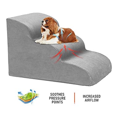Dog Stairs for Small Dogs, 3 Tiers High Density Foam Dog Ramp, Extra Wide Non-Slip Pet Steps for High Beds Or Couch, Soft Foam Doggie Ladder for Dogs Injured, Older Pets, Small Cats - Image 3
