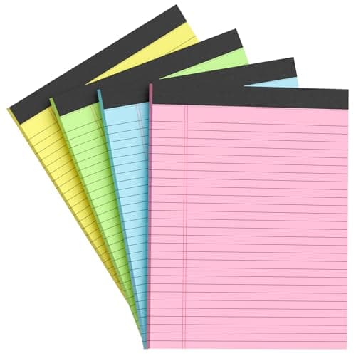 AILZFEI Colored Legal Pads 8.5 x 11 Note Pads 8.5x11 inch, Wide Ruled Clear Print Writing Pads 30 Sheets/Pad, 20lb Colored Paper, Perforated Notepad with Sturdy Back (4 Pads) - Image 1