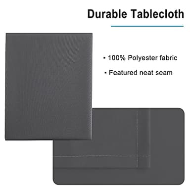 Hiasan Rectangle Tablecloth Grey - Wrinkle Resistant and Waterproof Washable Polyester Fabric Table Cloth for Dining Party and Outdoor Use, 54 x 108 Inch - Image 4