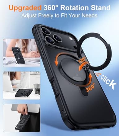 Temdan Designed for iPhone 17 Pro Max Case,[with 360°Rotatable Invisible Magnetic O-Ring Stand][Military Grade Shockproof][Compatible with MagSafe] Anti-Slip Translucent Matte Phone Case 6.9" 2025 - Image 2