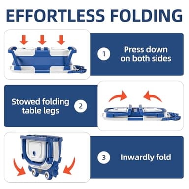 Collapsible Baby Bathtub for Newborns to Toddler with Real-time Temp Monitor & Floating Cushion,Portable Travel Tub for 0-36 Month, Foldable Baby Bath Tub for Infants Boy (Blue) - Image 6