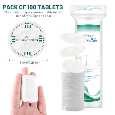 Premium Cotton Rounds for Face, 300 Count Makeup Remover Pads, 100% Pure & Natural Facial Cleansing Round Pads, Soft, Hypoallergenic, Lint-Free, Highly Absorbent - Image 5