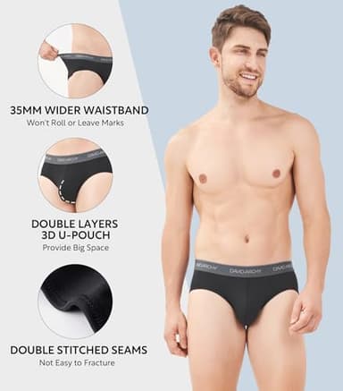 DAVID ARCHY Men's Briefs Rayon Made From Bamboo Underwear Pouch Breathable Super Soft Comfort Briefs Lightweight No Fly 7 Pack - Image 5