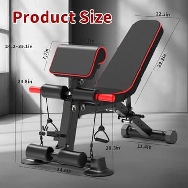 Adjustable Weight Bench,Utility Workout Bench Foldable Incline Decline Benches for Home Gym Full Body Workout,Load 330LBS - Image 5