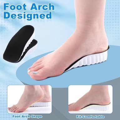 Glitopper 3 Pairs Orthopedic High Pads Height Increase Insoles Arch Support Insoles Height Boosters Cushions for Men, Women(Black,1.4 Inch) - Image 4