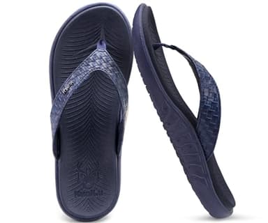 KuaiLu Flip Flops for Women Ladies Yoga Mat Comfortable Sport Walking Thong Sandal With Plantar Fasciitis Arch Support Slip-on Slides Indoor Outdoor For Summer Size 9 Dark Blue - Image 7