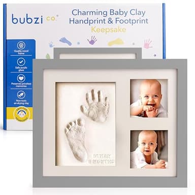 Baby Keepsake Frame: Foot & Hand Print Kit - Nursery Pictures Frames - New Mom & Baby Shower Gifts (Cool Gray) - Image 1