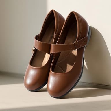 DREAM PAIRS Womens Ballet Mary Jane Flats, Comfortable Business Office Dress Shoes for Women Dressy and Work with Ankle Strap,Size 8.5W,Brown,DWUWFA2502 - Image 5