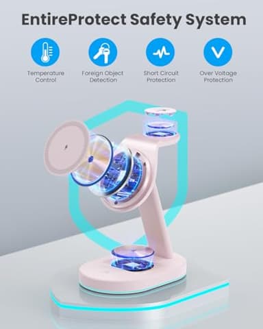 3 in 1 Wireless Charger Charging Station for iPhone,Qi2 Certified 15W Magnetic Charging Stand for Mag-Safe with 30W USB C Adapter&Friendly Night Light for iPhone 16/15/14/13/12,Apple Watch,AirPods - Image 5