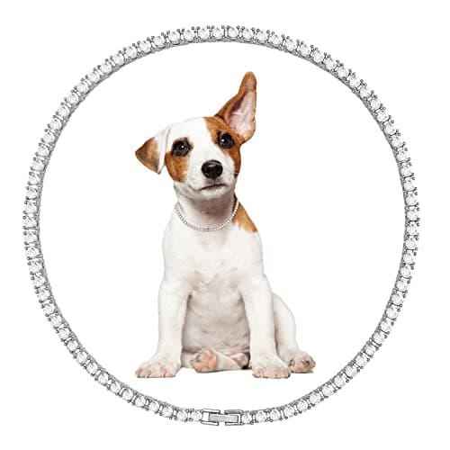 Dog Collar Cuban Diamond Dog Chain 4 mm Width Pet Cuban Chain for for Small Medium Large Dogs - Image 1