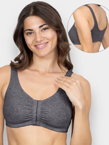 Fruit of the Loom womens Front Close Sports Bra, Blushing Rose/Charcoal Heather 2-pack, 42 US - Image 3