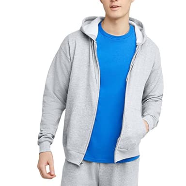 Hanes Men's Full-Zip Eco-Smart Hoodie, ash, Large - Image 1