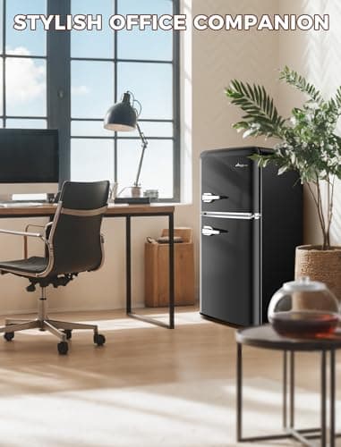 Anypro 3.2 Cu.Ft Refrigerator, Retro Double Door Fridge with Freezer, 7 Adjustable Temperature Settings, Removable Glass Shelves for Dorm, Office, Bedroom, Apartment, Black - Image 7