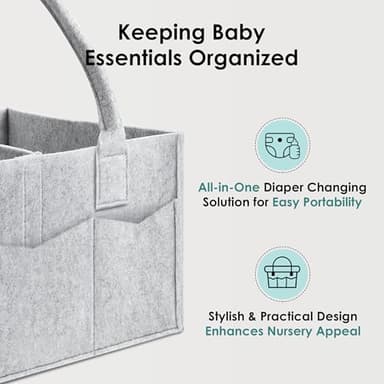 HIPHOP PANDA 2-Pack Diaper Caddy Organizer - Nursery Storage Bin & Car Organizer for Diapers, Wipes, and Baby Essentials - Dual-Color Solid Set (Grey/Oatmeal), Regular Size - Image 5