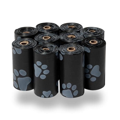 Best Pet Supplies Dog Poop Bags (150 Bags) for Waste Refuse Cleanup, Doggy Roll Replacements for Outdoor Puppy Walking and Travel, Leak Proof and Tear Resistant, Thick Plastic - Black - Image 1