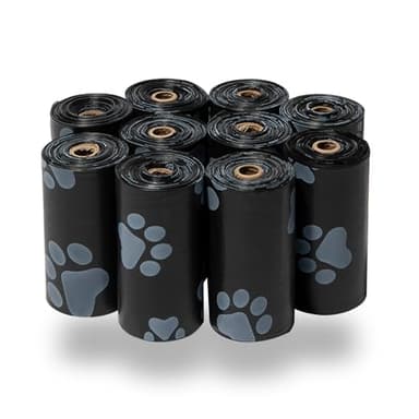 Best Pet Supplies Dog Poop Bags (150 Bags) for Waste Refuse Cleanup, Doggy Roll Replacements for Outdoor Puppy Walking and Travel, Leak Proof and Tear Resistant, Thick Plastic - Black - Image 1