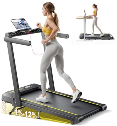 TOPUTURE Walking Pad Treadmill with 12% Incline, 4 in 1 Folding Treadmill for Home/Office with Handle Bar, 2.5HP Under Desk Treadmills Portable Walking Pad with App & Bluetooth Speaker, 0.6-10MPH - Image 1