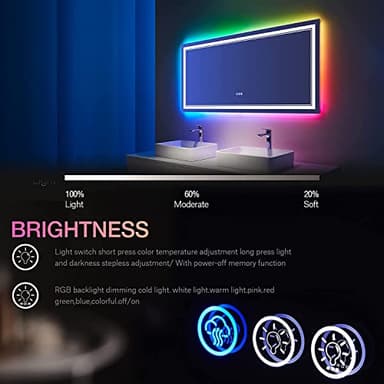 ISTRIPMF 60x30 Inch LED Bathroom Mirror with Lights, Color Changing RGD Backlit and Front Light Mirror,Lighted Vanity Mirrors for Bathroom Wall, Dimmable, Anti-Fog,Shatterproof,Memory - Image 4