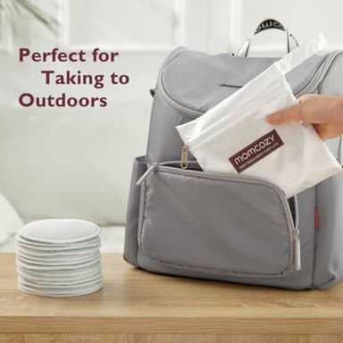 Momcozy Reusable Nursing Pads, Innovative Use of One Way Moisture-Wicking Fabric & 3-Layer Washable Breast Pads, Ultra-Thin Design, Light and Unburden, 14 Pack + Wet & Dry Separation Bag + Wash Bag - Image 7