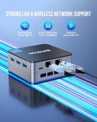 GMKtec Mini PC Intel N150(Turbo 3.6GHz) 12GB DDR5 512GB SSD Dual LAN, Desktop Mini Computer 4K Triple Display, WiFi6, BT5.2, Energy Efficient Nucbox G2 Plus - Image 3