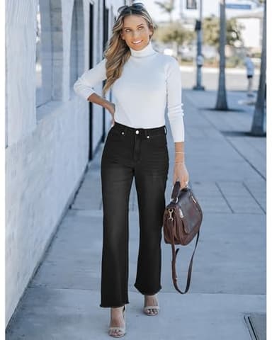GRAPENT Black High Waisted Jeans - Stretch Pants for Women - Color Washed - Sizes L, 12, 14 - Image 5