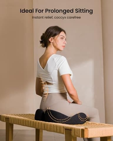 ProtoArc Seat Cushion, Office Chair Cushion for Sciatica, Coccyx Cushion, Ergonomic Memory Foam Seat Cushion for Car, Home, Pressure Relief Pad for Hip, Tailbone, All Day Comfort - Black - Image 2