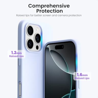 ORNARTO Compatible with iPhone 16 Pro Case 6.3", Slim Liquid Silicone 3 Layers Soft Gel Rubber Shockproof Protective Case with Anti-Scratch Microfiber Lining-Baby Blue - Image 4