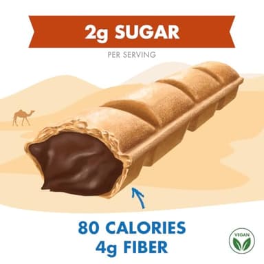 Crispy Dunes Vegan Dark Chocolate Wafer Sticks – Low-Calorie Snack with Dark Chocolate Cream Filling, 90 Calories, Non-GMO, Prebiotic Fiber - 12 Pack - Image 4