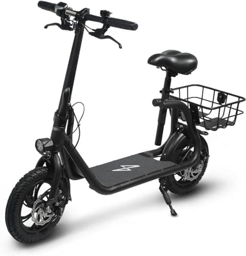 Phantomgogo Commuter R1 - Electric Scooter for Adults - Foldable Scooter with Seat & Carry Basket - 450W Brushless Motor 36V - 15MPH 265lbs Max Load E Mopeds for Adults (Midnight-Black) - Image 1