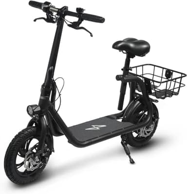 Phantomgogo Commuter R1 - Electric Scooter for Adults - Foldable Scooter with Seat & Carry Basket - 450W Brushless Motor 36V - 15MPH 265lbs Max Load E Mopeds for Adults (Midnight-Black) - Image 1