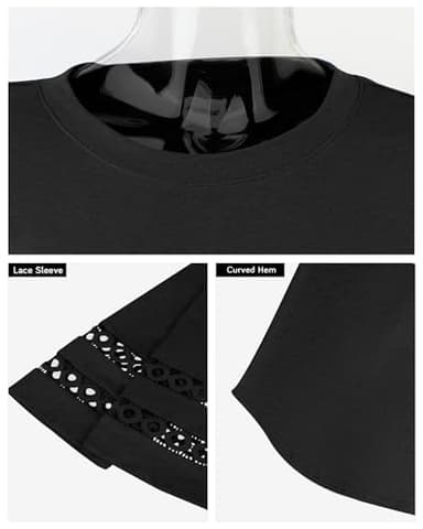3/4 Length Sleeve Womens Tops Trendy Blouses for Women Dressy Casual Crewneck T Shirts Fall Fashion Clothing Black M - Image 6