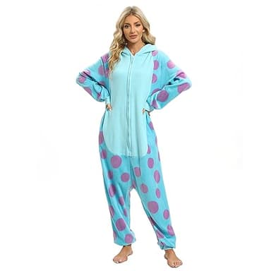 BGOKTA Halloween Animal Onesie Pajamas for Adults Costume Cosplay Homewear One Piece Blue Purple - Image 6