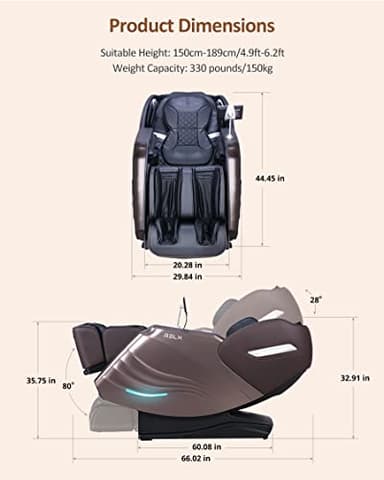 RELX 2025 Massage Chair Full Body, Zero Gravity SL-Track Shiatsu Massage Chair Built-in Heat System, Airbag Massage, with Body Scan, Deep Yoga Stretch, Calfrest Extension and AI Control(Brown) - Image 2