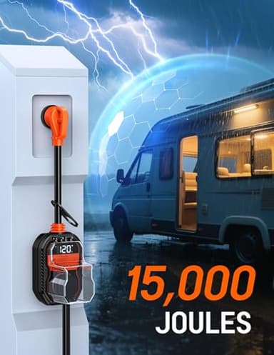 TOWTAMER 15,000J RV Surge Protector 30 Amp with LED Display, 30 Amp RV Surge Protector with Voltage Monitoring, Clear Error Codes, Comprehensive Detection, IP68 Waterproof Cover - Image 2