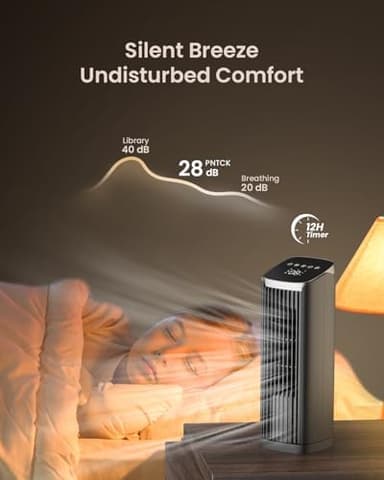 Fan for Bedroom, 13" Tower Fan with Remote, 4 Modes 4 Speeds Max 24ft/s, 70° Oscillating Desk Fan, 12H Timer Portable Fans, Cooling Fans for Office, Home - Image 4