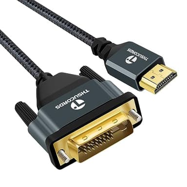 Thsucords 4K HDMI to DVI Cable 6.6FT, Gold-Plated & Braided DVI to HDMI Adapter Cable Bi-Directional for Projector, Laptop, TV, PC, DVD Player - Image 1