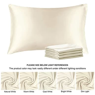 BEDELITE Satin Pillowcase for Hair and Skin, Super Soft Similar to Silk Pillow Cases 4 Pack with Envelope Closure, Cooling Pillowcases for Women Men (20"x40" King Size, Beige) - Image 7