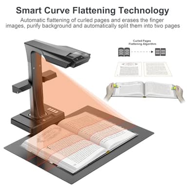 CZUR ET18 Pro Professional Document Scanner, 2nd Gen Auto-Flatten & Deskew Tech, 18MP HD Camera, Capture A3, 186 Languages OCR, Convert to PDF/Searchable PDF/Word/Tiff/Excel, Run On Windows & MacOS - Image 3