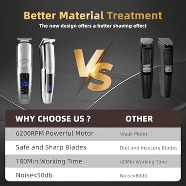 ritarga Premium Beard Trimmer for Men, 20 Length Settings, Waterproof Electric Razor for Men, Hair Trimmer, Nose Hair Trimmer, Cordless Hair Clippers, All-in-One Grooming Kit - Image 4