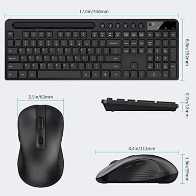 Wireless Keyboard and Mouse Combo, MARVO 2.4G Ergonomic Wireless Computer Keyboard with Phone Tablet Holder, Silent Mouse with 6 Button, Compatible with MacBook, Windows (Black) - Image 4