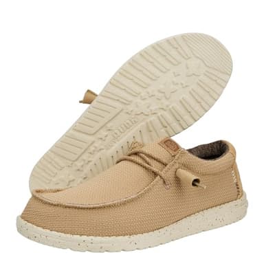 HEYDUDE Wally Sport Mesh | Men's Shoes | Men's Slip On Loafers | Comfortable & Light-Weight Tan/White - Image 3