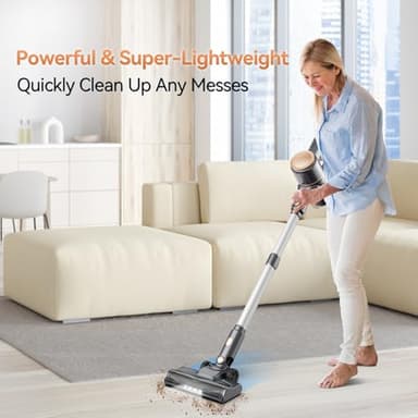 N8 Cordless Vacuum Cleaner,Lightweight Stick Vacuum with Powerful Suction,2200mAh Battery,40 Mins Runtime,Self-Standing,Rechargeable Vacuum Cleaners for Home Hardwood Floor Carpet Pet Hair (Gold) - Image 2