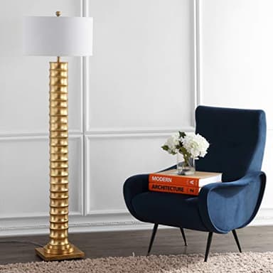 JONATHAN Y JYL4032A Serena 63" Metal LED Floor Lamp, Contemporary, Modern, Art Deco Style, Office, Elegant, Living Room, Family Room, Dining Room, Bedroom, Hallway, Foyer, Gold Leaf - Image 6