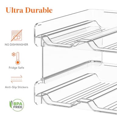 Lifewit Plastic Stackable Wine Rack for refrigerator, Cabinet, Countertop,Wine Bottle Holder, Water Bottle Organizer for Fridge, Pantry, Hold 8 Bottles - Image 3