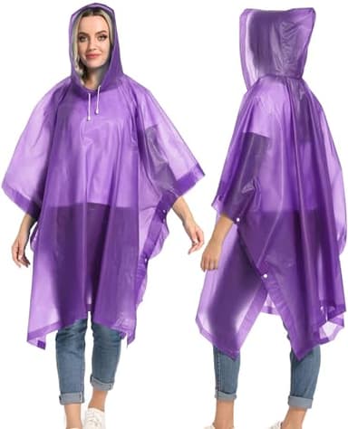 HOOMBOOM Reusable Rain Ponchos with Drawstring Hood for Adults, Waterproof Thicken Rain Coat, 2 Packs - Image 5