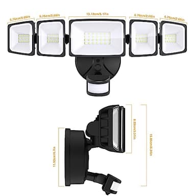 Onforu 5 Heads 55W LED Security Lights Motion Sensor Outdoor, 360° Wide Angle Wide Illumination, 5000LM Flood Light, 6500K, IP65 Waterproof, Hardwired Wall Light for Garage, Yard, Porch, Entryway - Image 7