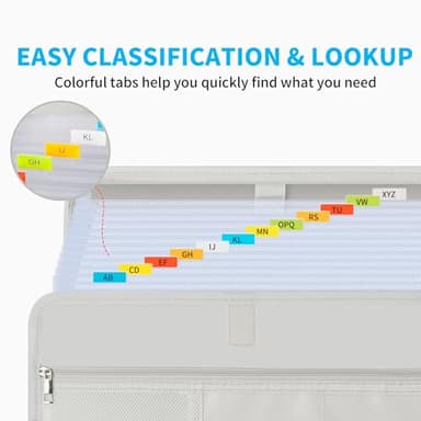 Andyer Accordion File Organizer with Lock, Fireproof Expanding File Folder with Tabs, 13 Pockets Important Document Organizer with Handle, Portable Paperwork Business Organizer, Letter/A4-Size(Silver) - Image 8